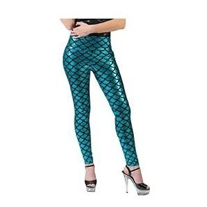 Metallic blauwe schubben legging