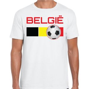 Belgie voetbal / landen shirt met voetbal en Belgische vlag wit voor heren