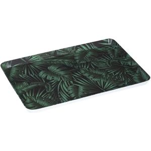 Dienblad/serveerblad rechthoekig Jungle 30 x 22 cm donker groen - Serveerbladen, dienbladen & keukenbenodigdheden