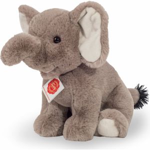 Hermann Teddy Knuffeldier Olifant - zachte pluche stof - premium knuffels - grijs - 25 cm