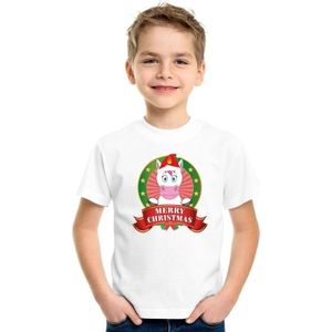 Eenhoorn kerstmis shirt wit voor kinderen