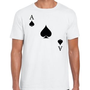 Bellatio Decorations casino thema verkleed t-shirt heren - schoppen aas - wit - poker t-shirt