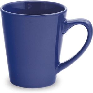 1x Drinkbeker/mok blauw 350 ml - Keramiek - Blauwe mokken/bekers voor onbijt en lunch