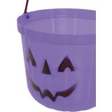 Trick or treat snoep emmertje - 2x - pompoen - paars - D20 cm