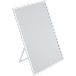 Basic make-up spiegel/scheerspiegel op standaard kunststof 18 x 24 cm wit