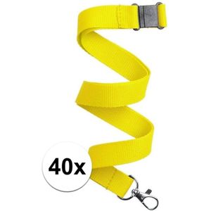 40x Gele lanyard/keycord met sleutelhanger 50 cm