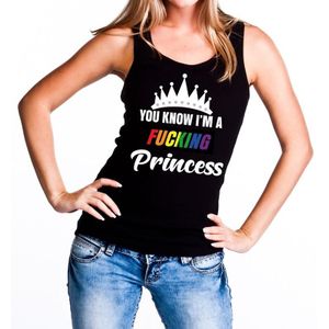 Zwart You know i am a fucking Princess tanktop / mouwloos shirt dames M