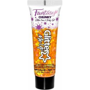 Paintglow Chunky glittergel in tube - oranje - voor lichaam en gezicht - 12 ml