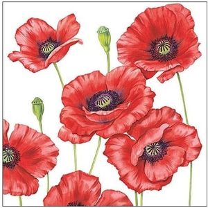 Klaprozen/poppy bloemen - 40x stuks - 33 x 33 cm - Papieren servetten 3-laags