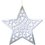 3x stuks kerstster hangdecoratie zilver 50 cm