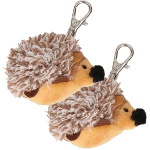 2x Mini egel knuffel sleutelhangers 5 cm