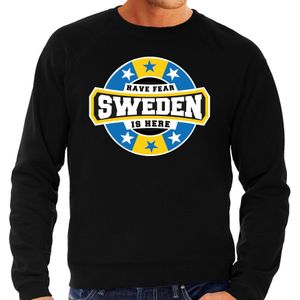 Have fear Sweden / Zweden is here supporter trui / kleding met sterren embleem zwart voor heren