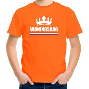 Woningsdag t-shirt voor thuisblijvers tijdens Koningsdag oranje kinderen