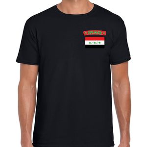 Iraq / Irak landen shirt met vlag zwart voor heren - borst bedrukking
