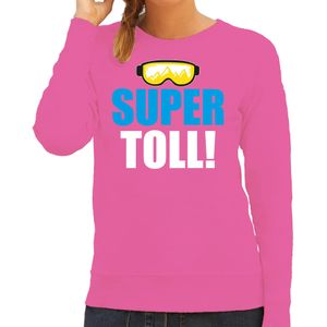 Bellatio Decorations Apres ski sweater/trui voor dames - super toll - roze - wintersport - skien