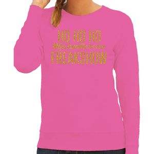 BD Foute kersttrui dames - Hohoho freak show - roze - glitter goud