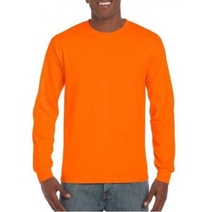 Heren shirt lange mouwen fluor oranje
