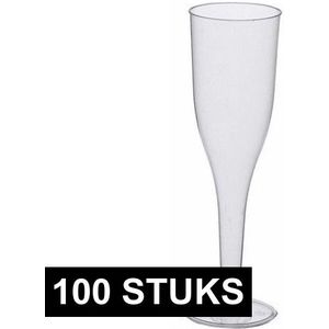 100x Plastic champagne glaasjes