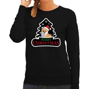 Dieren kersttrui vos zwart dames - Foute vossen kerstsweater