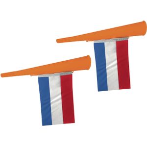 Supporters blaastoeter met Nederlandse vlag - 2x - oranje - kunststof - 36 cm - feestartikelen