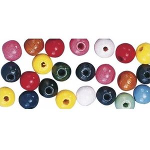 52x Houten kralen gekleurd 10 mm in verschillende kleuren