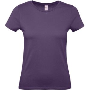 Set van 2x stuks basic dames shirts met ronde hals paars van katoen, maat: XL (42)