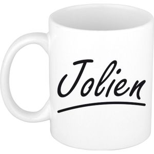 Jolien voornaam kado beker / mok sierlijke letters - gepersonaliseerde mok met naam