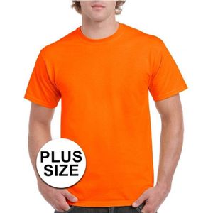 Grote maat neon oranje t-shirts voor volwassenen voordelig