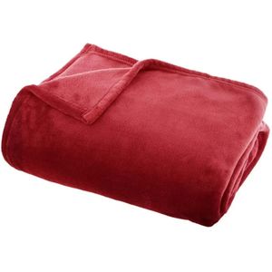 Fleece deken/fleeceplaid rood 125 x 150 cm polyester