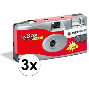 3x Wegwerp camera/fototoestel met flits voor 27 kleuren fotos