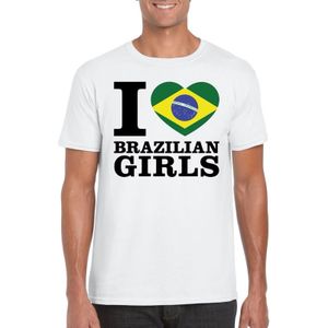 Wit I love Brazilian girls/ I love Braziliaanse dames t-shirt voor heren