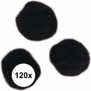 120x Hobby pompons 15 mm zwart
