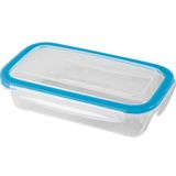 4x Voedsel plastic bewaarbakjes 0,5 en 1,5 liter transparant/blauw