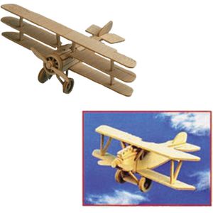 Set van 2x stuks houten bouwpakket speelgoed vliegtuigen