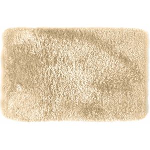 Spirella badkamer vloer kleedje/badmat tapijt - hoogpolig en luxe uitvoering - beige - 40 x 60 cm - Microfiber