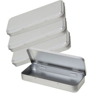 4x Metalen etui pennendoosje 8 x 18 cm van aluminium