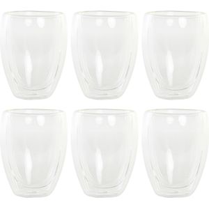 Items koffieglazen dubbelwandig - set 6x - latte macchiato glazen - 350 ml