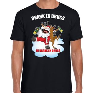 Zwart  Kerst shirt/ Kerstkleding Drank en drugs voor heren