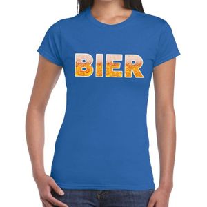 Bier fun t-shirt blauw voor dames