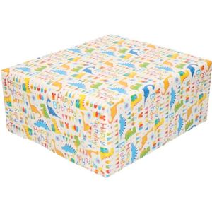 Cadeaupapier wit met Happy Birthday 200 x 70 cm