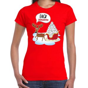 Rood Kerstshirt / Kerstkleding F#ck coronavirus voor dames