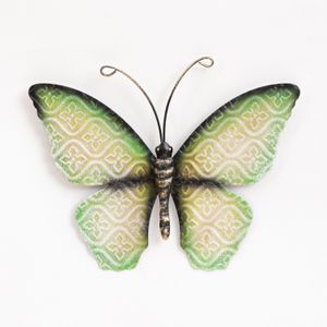 Anna's Collection Muurvlinder - groen - 20 x 14 cm - metaal - tuindecoratie