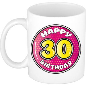 Bellatio Decorations Verjaardag cadeau mok - 30 jaar - roze - 300 ml - keramiek