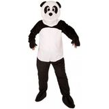 Panda beer kostuum met groot pluche masker