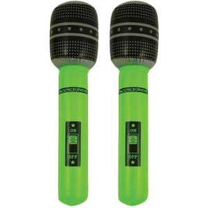 Set van 2x stuks opblaasbare microfoon groen 40 cm