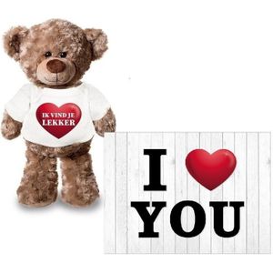 I Love You wenskaart/ansichtkaart/Valentijnskaart met ik vind je lekker teddybeer