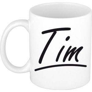 Tim voornaam kado beker / mok sierlijke letters - gepersonaliseerde mok met naam