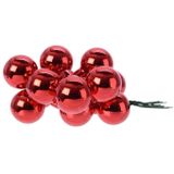 10x stuks glazen mini kerstballetjes rood kerststukje decoratie 2 cm