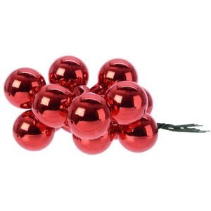 10x stuks glazen mini kerstballetjes rood kerststukje decoratie 2 cm