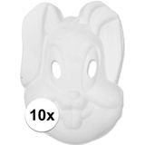 Basic wit konijnen/hazen masker 10 stuks